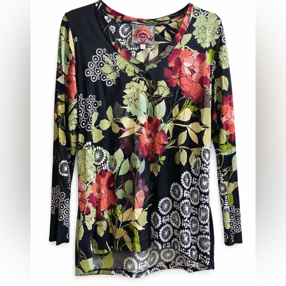 Johnny Was Tops - Johnny Was SIERRA floral Mixed Print Long Sleeve Tunic Top | Size M